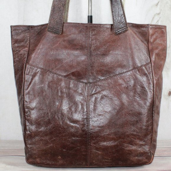 Ellington Brown Leather Double Handle Shoulder Tote Handbag Purse - Picture 9 of 12
